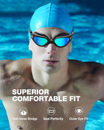 ZIONOR G1 Air Polarized Swim Goggles Adult, Black Frame Gold Lens, Anti-Fog