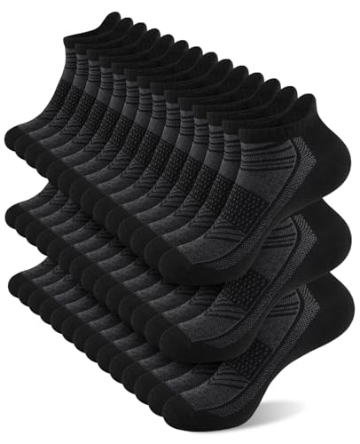 Shnn 14 Pairs Ankle Socks for Men & Women - Breathable Low Cut Casual Socks, Black, Size 6-12