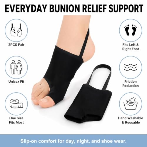 Black Bunion Corrector for Men & Women with Anti-Slip Strap - 2 Pack