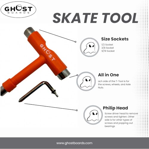 Multi-Function Roller Skate Tool - Pocket-Sized T-Handle Tool - Orange