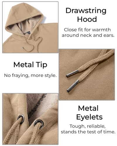 Boladeci Mens Sherpa Lined Hoodie Pullover Heavyweight Fleece
