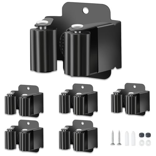 8 PCS Broom Holder Wall Mount, Upgraded Heavy Duty Mop and Broom Holder Wall Mount, Stainless Steel Broom Hanger Mop Holder Rack for Kitchen Laundry Garden Tool Organizer