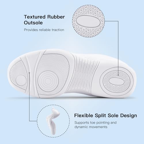 Stelle Breathable Knit Cheer Shoes for Girls and Women - White, Size 7