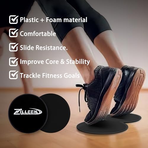 Exercise Sliders for Pilates and Fitness - Black, 2-Piece Set