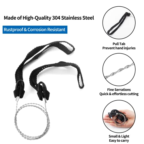3-Pack Stainless Steel Wire Saw - 28-inch Portable Rope Handle Saw
