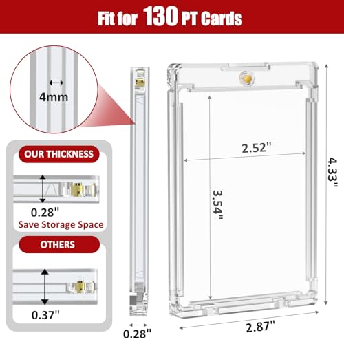 130PT Magnetic Card Holders for Thick Trading Cards - 15ct