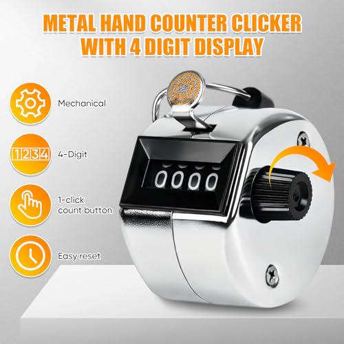 4-Digit Handheld Tally Counter - Durable Stainless Steel Clicker