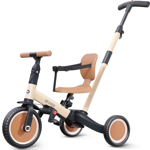 5-in-1 Tricycle for Toddlers 1-3 with Push Handle - Khaki