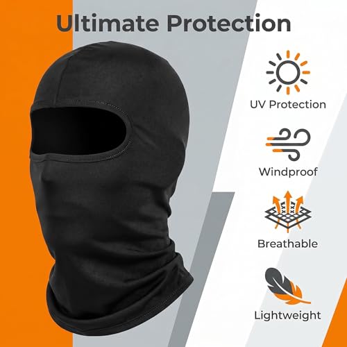 Thin Balaclava Ski Mask - Windproof Full Face Hood - One Size Black+Rose Red