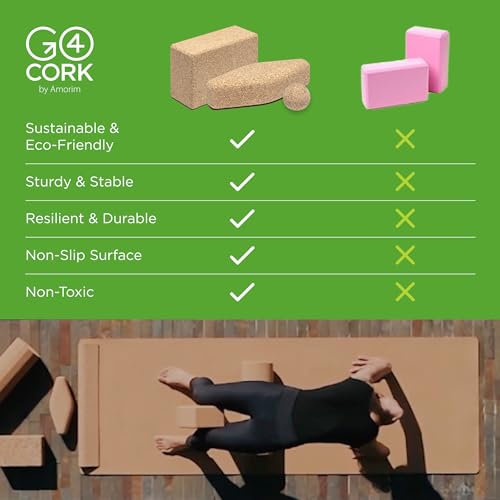 Go4Cork Large Cork Yoga Block 9x6x4 Inch - Eco-Friendly, Non-Slip, Odorless
