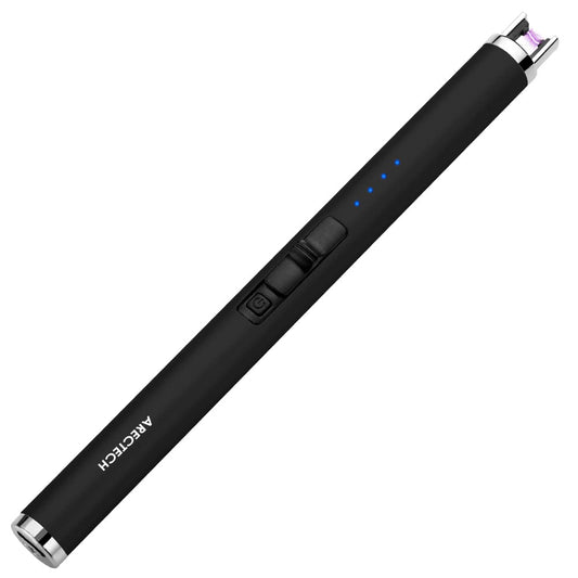 ARECTECH Rechargeable Electric Candle Lighter, Arc Plasma Windproof Lighter for Candle Kitchen Birthday, Christmas Stocking Stuffers Gifts for Mom Men Wife with Type-C Cable, Black