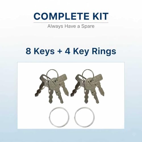 Universal Golf Cart Key Set - 8 Replacement Keys with Key Rings