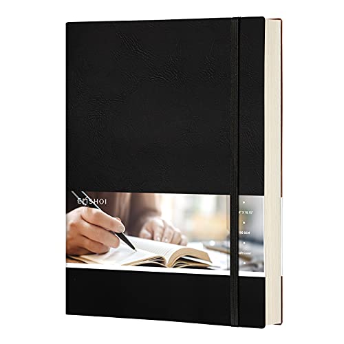 EMSHOI Ruled Leatherette Notebook B5 Size, 204 Pages, Black