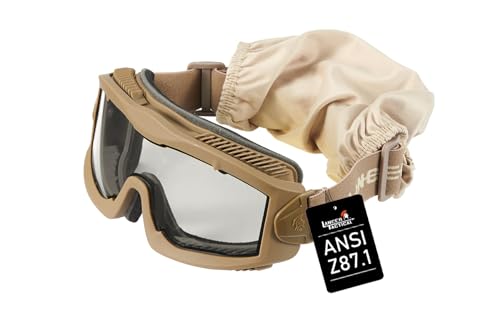 Airsoft Tactical Safety Goggles - ANSI Z87.1 Anti-Fog - Tan