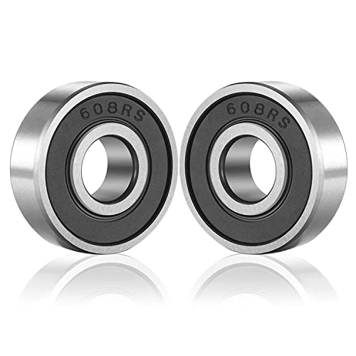 608 2RS Ball Bearings - 10 Pack Miniature Deep Groove Bearings (8mm x 22mm x 7mm)