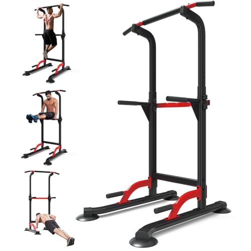 Adjustable Pull Up Bar Dip Station - 10 Heights, 350LBS Capacity