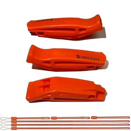 Emergency Safety Whistle with Lanyard - Loud Pea-Less Whistles, Orange - 3 Pack
