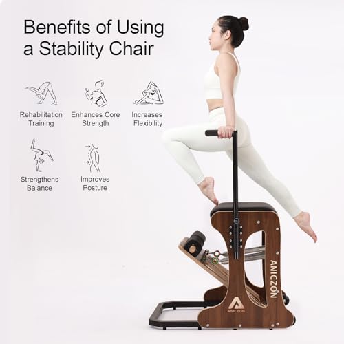 Pilates Stability Chair with Handles - Walnut Color