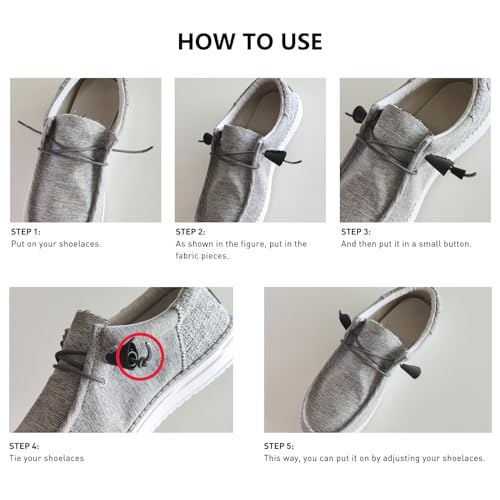 Elastic Shoe Laces - 2 Pairs Black 14in/35cm for Hey Dude