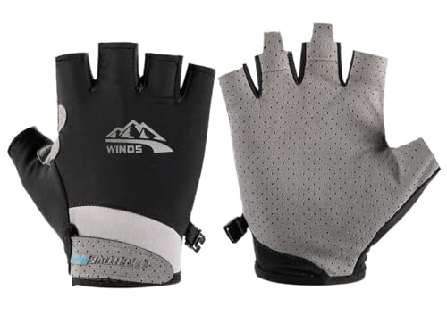 UV Protection Fingerless Gloves for Men & Women - Medium Black