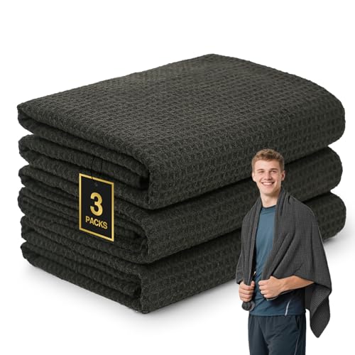 Microfiber Gym Towel - Quick Dry, Lightweight, 27x55 inches - Black