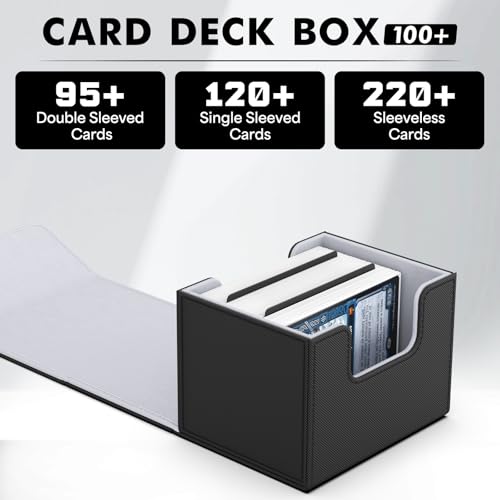 Magnetic Card Deck Box for 120+ Trading Cards - Black