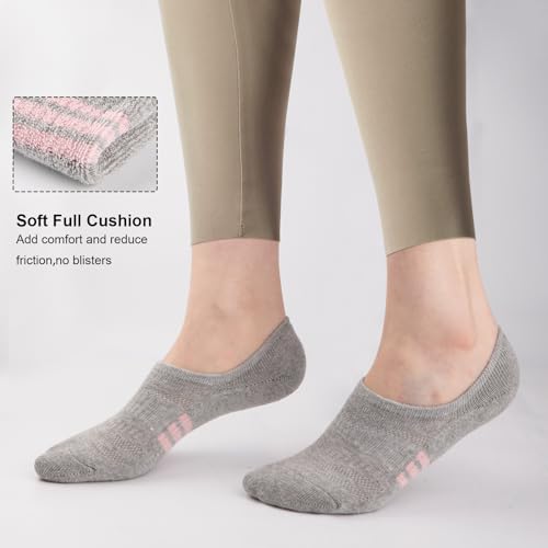 No Show Socks for Women - Athletic Cushioned Cotton, 6 Pairs - Multicolor