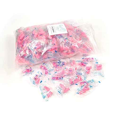 Quality Pink Foam Earplugs - 200 Pairs of Comfortable Ear Plugs for Sleeping, Snoring, & Work - Designed for Small Ear Canals; Women, Kids, or Children - Individually Wrapped & Disposable - NRR 30 dB