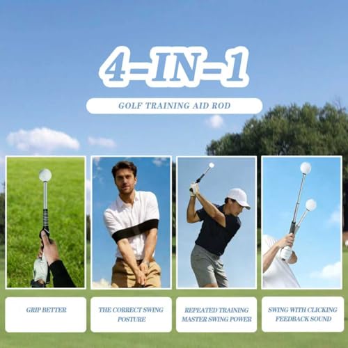 Golf Swing Trainer with Click Feedback & Grip Correction - Black, Right-Handed