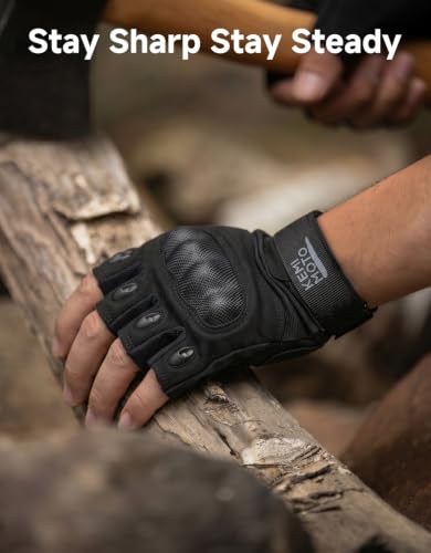 Fingerless Tactical Gloves for Men - Outdoor Sports, Black, Large