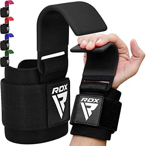 Weight Lifting Hooks with Neoprene Wrist Support - Black