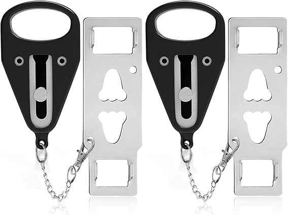 Portable Door Lock 2 Pack for Travel – Hotel Door Locks for Travelers Security – Door Safety Lock from Inside for Home & Apartment – Travel Locks for Hotel Rooms – PocketLock (Black)