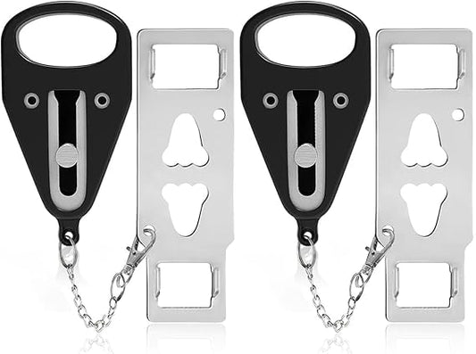 Portable Door Lock 2 Pack for Travel – Hotel Door Locks for Travelers Security – Door Safety Lock from Inside for Home & Apartment – Travel Locks for Hotel Rooms – PocketLock (Black)