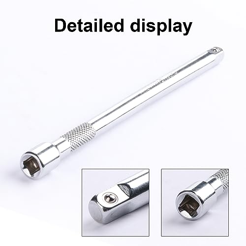 5 Pcs Extension Bar Set, 1/4" Socket Extension Set, Include 4 Pcs Extensions(2"/50mm, 3"/75mm, 4"/100mm, 6"/150mm) and 1 x 1/4 Inch Drive Universal Joint Socket, Chrome Vanadium Steel
