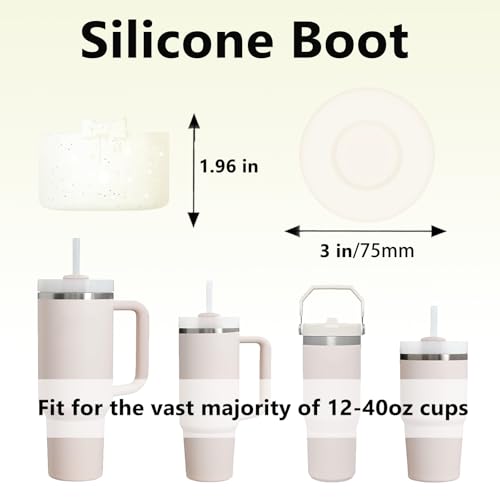 Silicone Bow Water Bottle Boot for 12-40oz Tumblers - Glitter Beige