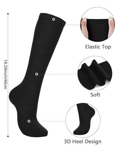 Knee High Socks for Women - 2-Pack Black & White Striped