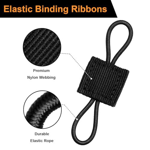 15PCS Tactical Molle Backpack Attachment Set - Elastic Webbing - Black