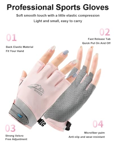UV Protection Fingerless Gloves for Men & Women - Medium Black