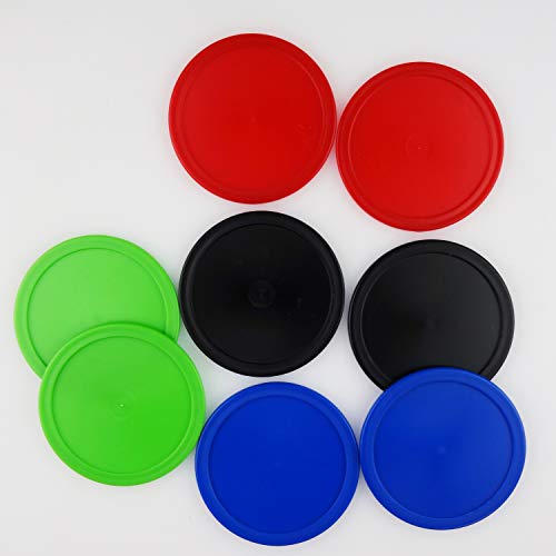 12 Pack Air Hockey Pucks - 2.5 Inch, 4 Colors Red, Blue, Green, Black