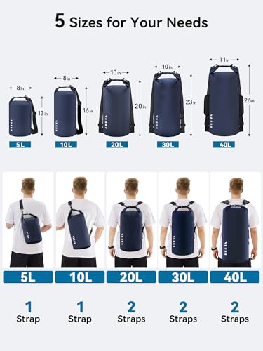 HEETA 10L Waterproof Dry Bag Backpack with Emergency Whistle – Dark Blue