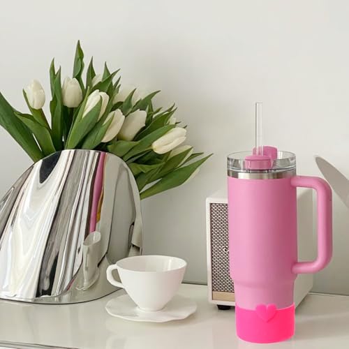 Heart Silicone Boot Sleeve for Stanley & Owala Tumblers - Rose Pink