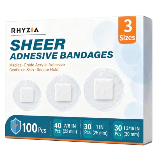Clear Round Bandages - 100 Count, 3 Sizes for Small Wounds