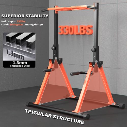 Foldable Pull Up Dip Stand for Upper Body Workout - Orange