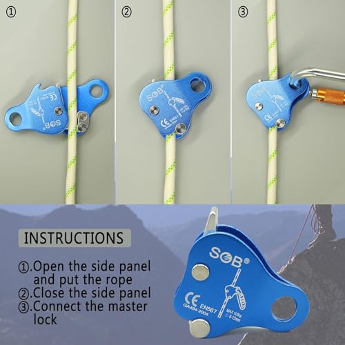RESQT Aluminum Alloy Rock Climbing Ascender Fall Arrest Device for Safety & Mountaineering