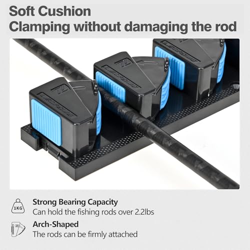 RESTCLOUD Blue Vertical Fishing Rod Holder with 3 Slots – Wall Mount Rack
