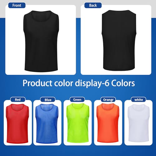Antoyo 12/24/48 Pack Youth Soccer Pinnies Practice Vests Red & Blue Medium
