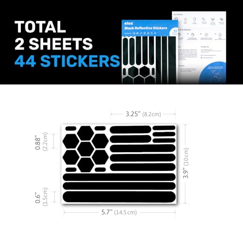 ELOS 3M Reflective Black Helmet Tape - Discreet Hi-Vis Stickers for Helmets (Regular Style, 2 Count)