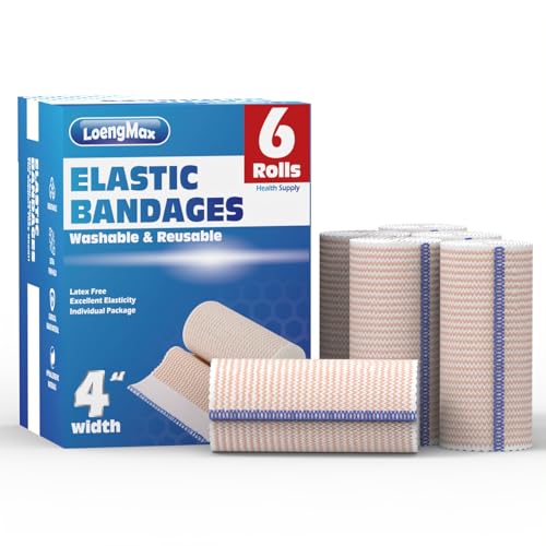 4-Inch Elastic Bandage Wrap - 6 Pack for Compression Support