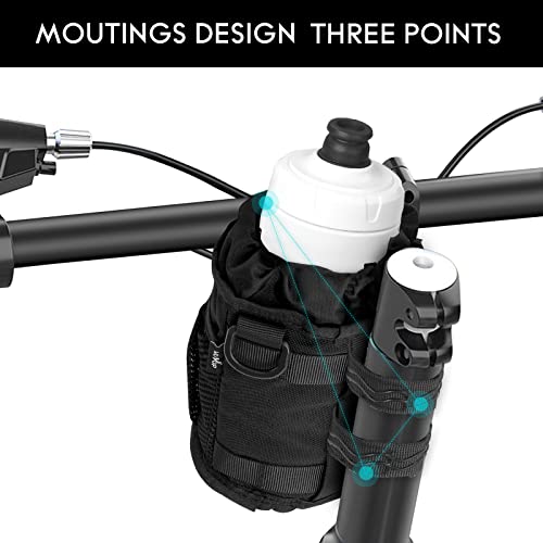 Bike Cup Holder with Mesh Pocket - Black Bicycle Water Bottle Holder