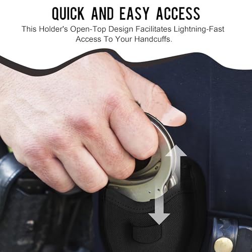 Black 1 Pack Open Top Handcuff Holder Case - Durable Duty Belt Holster